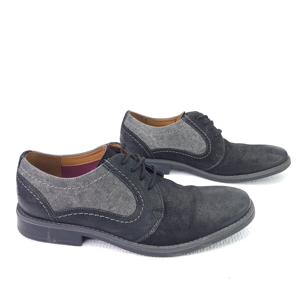 Clarks Ortholite Oxfords Black Gray Color Block Lace Up Dress Shoes Mens Size 8